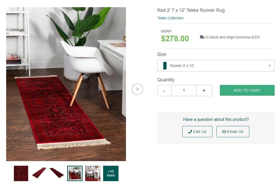 New Red Giza Tekke Runner Rug 3x12 Made In Turkey