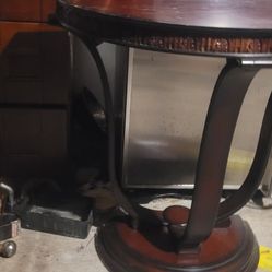 *SET OF 3* Half circle dark wood End tablss 