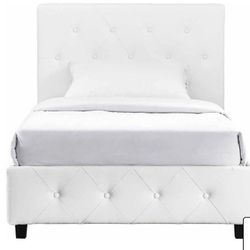 Upholstered Leather Bed Twin Size