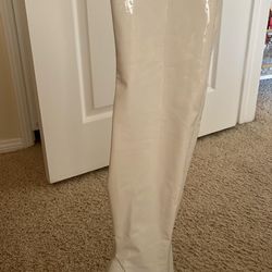 Camssoo Over the Knee Thigh High Boots High Heels White boots 38/7US