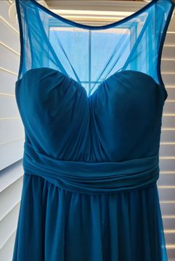 Teal Dress with Sheer Neckline
