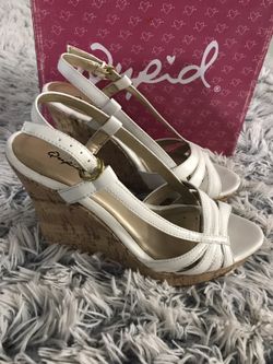 White shiny wedges size 7