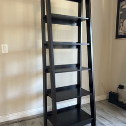 Black Wood 5-Shelf Ladder Bookshelf – $50 (Moving Sale)