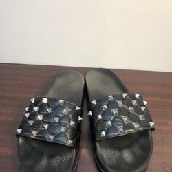 Studded black Slide Wedge Size 10 CUSHIONAIRE Women stud shoes sandals Black