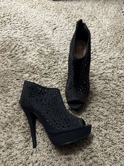 Black Open Toe Heels