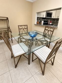5-Piece Glass-Top & Metal Dining Set