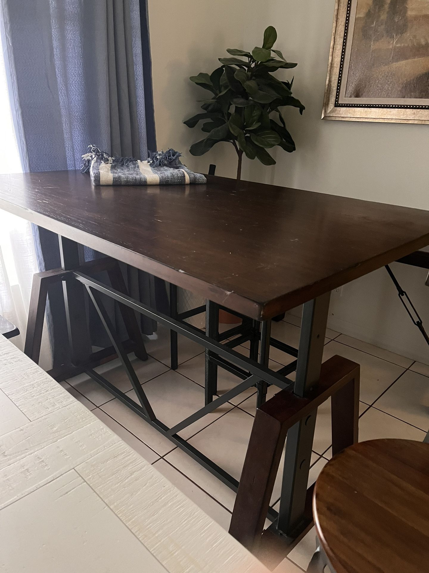 High Top Metal And Wood Table