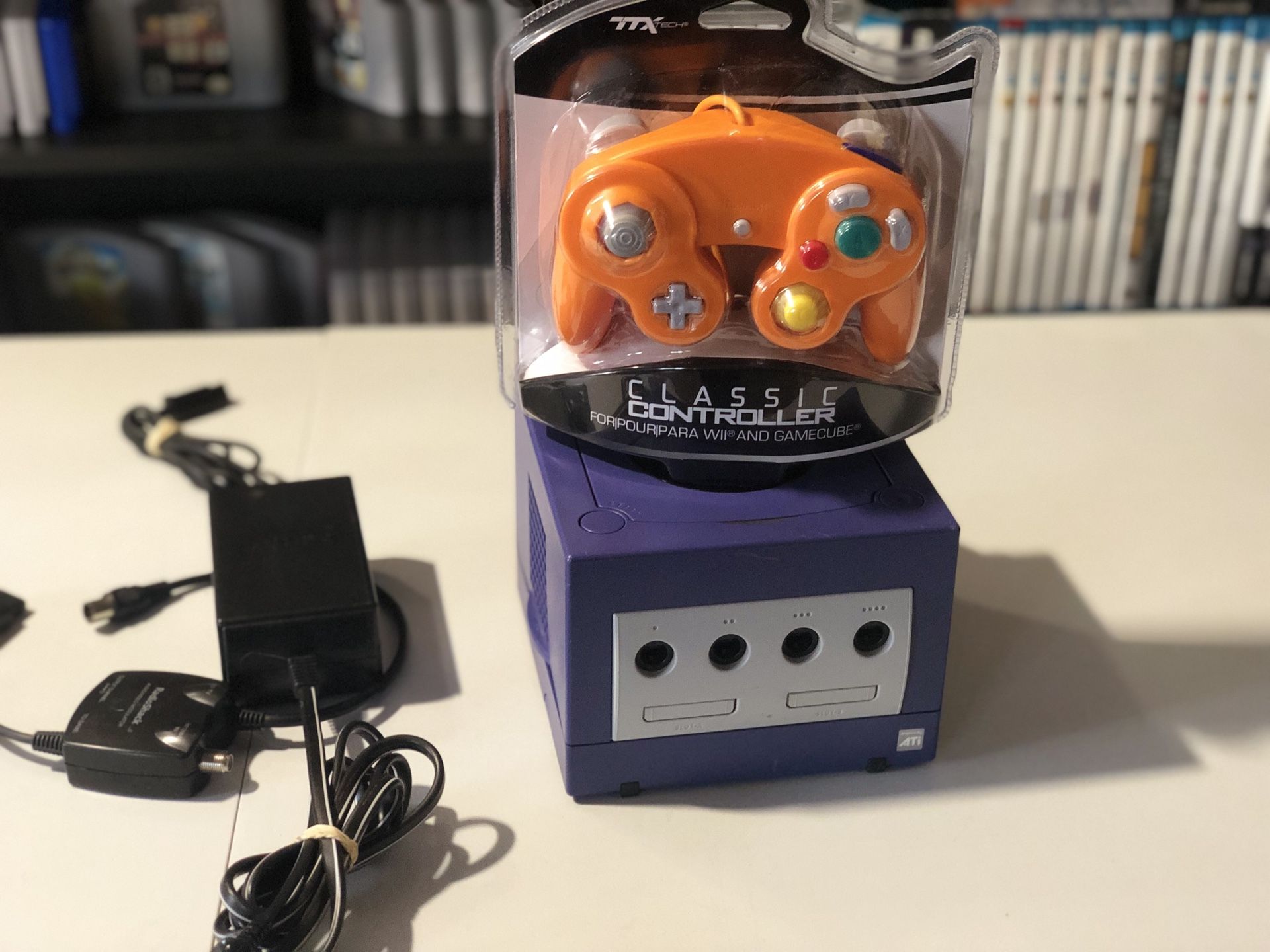 Nintendo GameCube game cube console Indigo purple with brand new controller