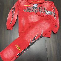 Hellstar “Path to Paradise” Hoodie & Sweatpants Set – Red Fade