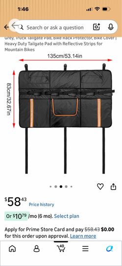 Mountain Bike Tailgate Pad - 135x83cm, Oxford Cloth, Grey, Truck Tailgate Pad, Bike Rack Protector, Bike Cover | Heavy Duty Tailgate Pad with Reflecti