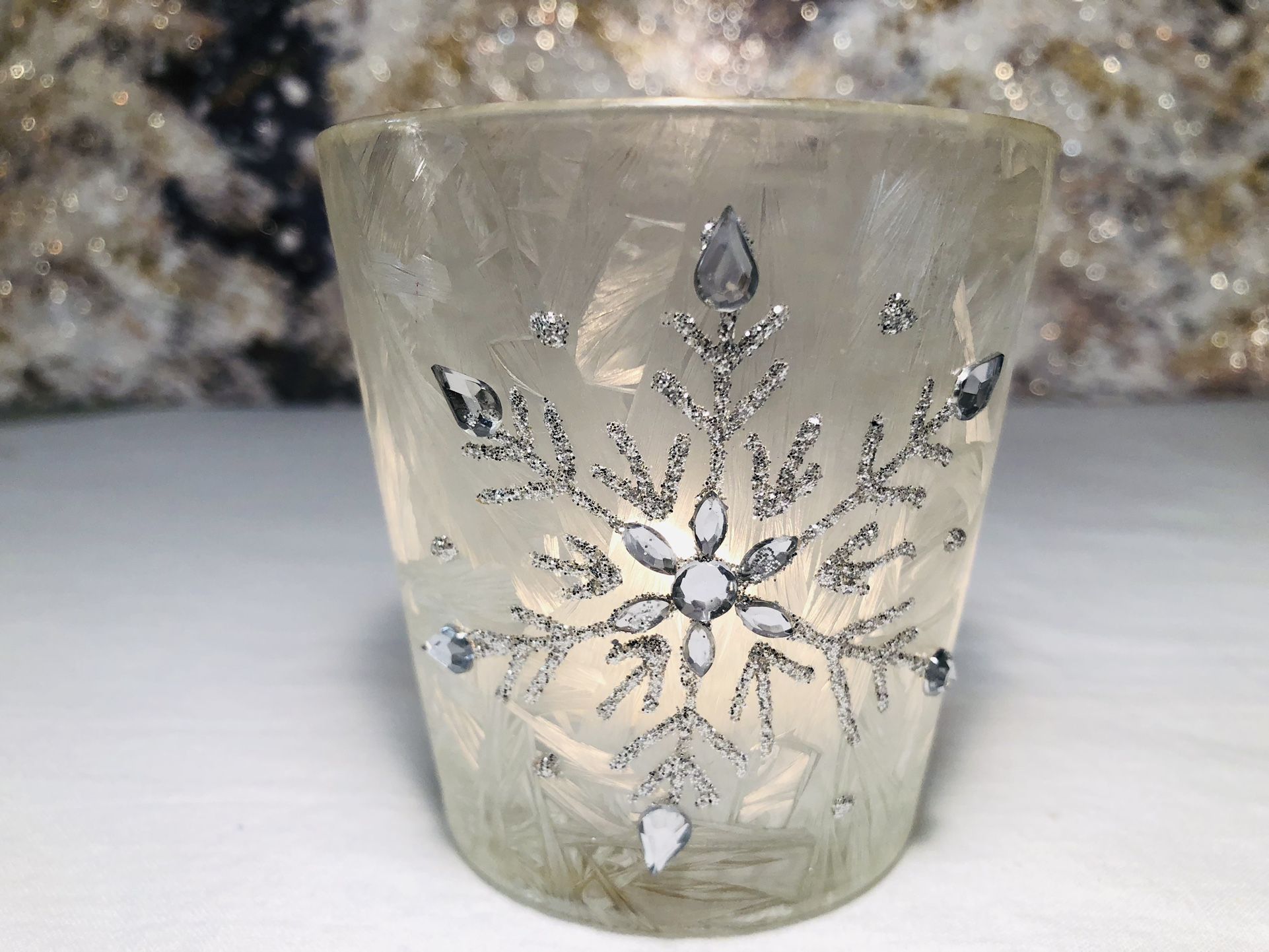 Pair of Decorative Snowflake Votive Candle Holders