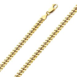4mm 22in 14K Yellow Gold Solid  Miami Cuban Link Chain Necklace