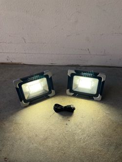 Two Portable Rechargeable Husky LED Work Lights 1000 Lumens