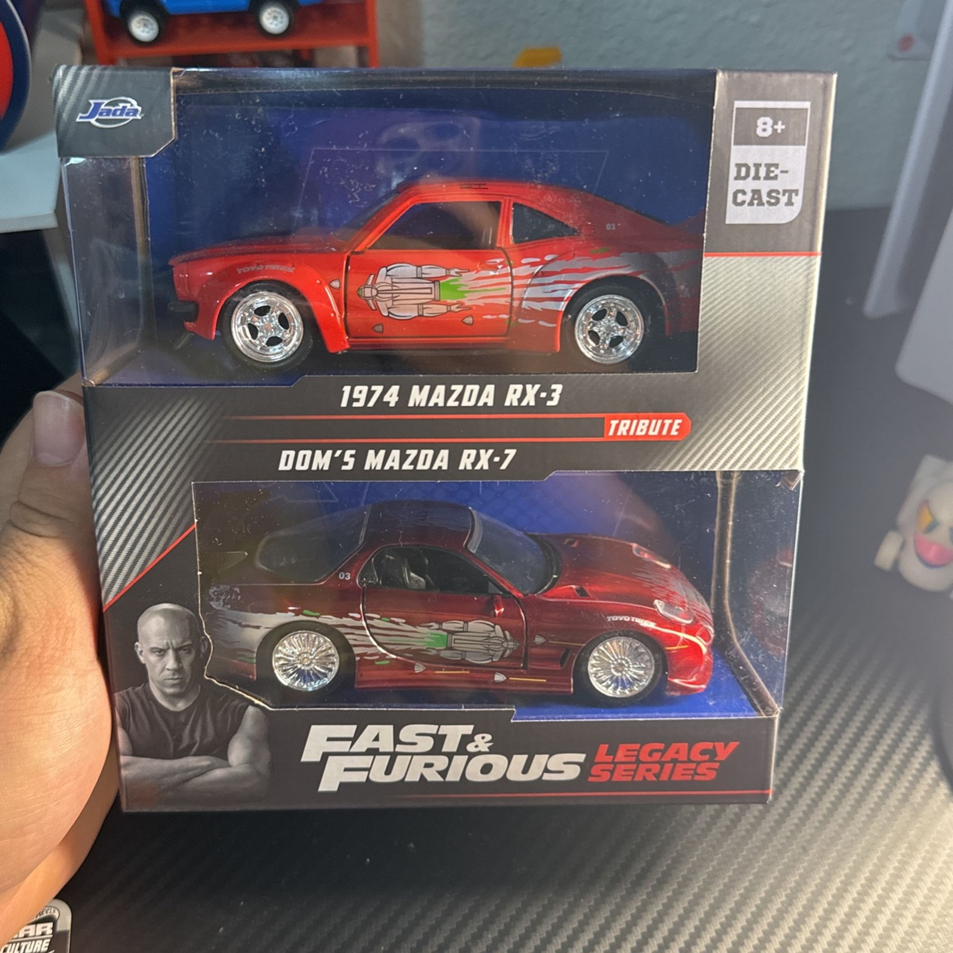 Rare Jada Fast and Furious Legacy Series Doms Mazda Rx7 And Rx3 Set