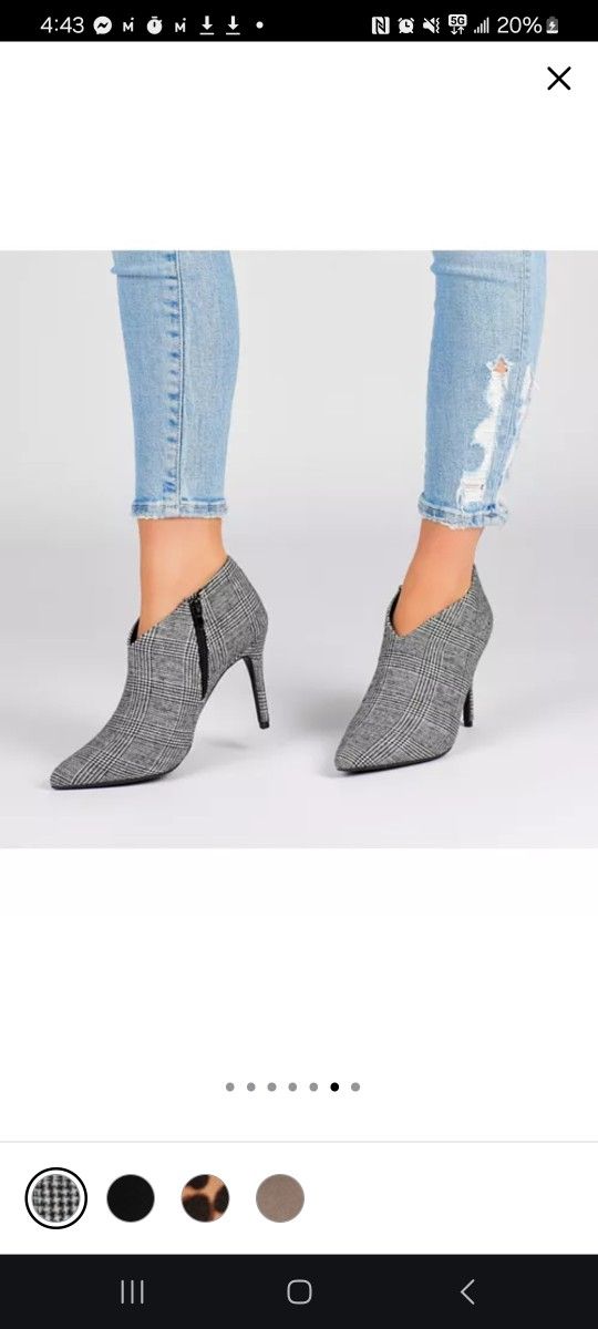 NWOT 6.5M Simply Vera Wang ANKLE BOOT Short Heel Plaid Black White (Used)