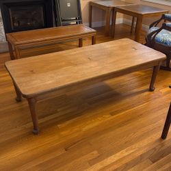 BARNARD & SIMONDS CO. PRIMITIVE LOW WOOD COFFEE TABLE ANTIQUE BROWN FURNITURE