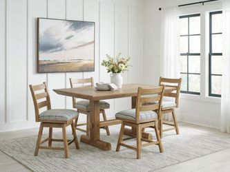 Ridgester Light Brown Counter Height Dining Table and 4 Barstools