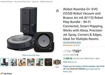 Robot Roomba i3+ EVO (3550) Robot Vacuum and Braava Jet m6 (6113) Robot Mop Bundle