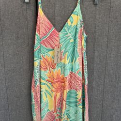 $158 NWT Kenny Flowers XS Maxi Dress Monstera Colorful ISLAND BEACH RESORT VIBE