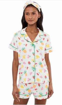 Size L Women's Fruit Print Pajama Short Set