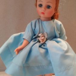 Doll In Blue Taffeta Dress.
