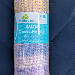 roll bright pastel plaid Easter deco mesh 10.5" x 18' ribbon wreath crafts