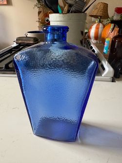 Cobalt Blue Textured Glass Bottle