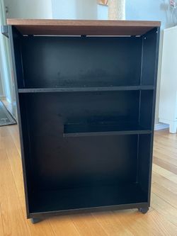 Yamazaki Rolling Storage Cart for Narrow Spaces- Black/Walnut
