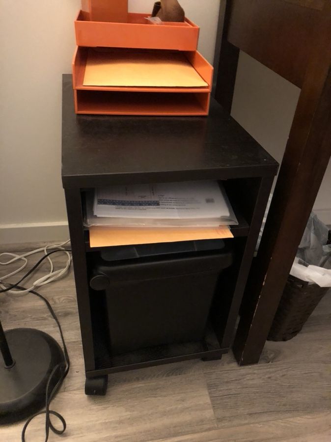 Ikea side desk open storage cabinet