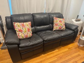 FREE Black leather double reclining couch