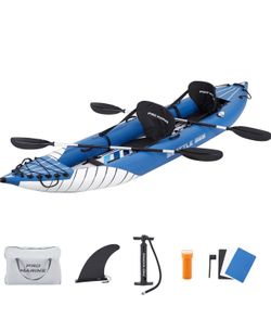 Inflatable Kayak Deluxe Oar Included, Blow up Touring Kayak Set,with Adjustable Seat and Pump,Lightweight and Portable,Paddles and Bag