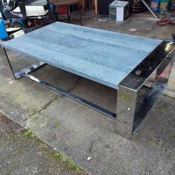 Light Gray Coffee Table With Chrome Finish