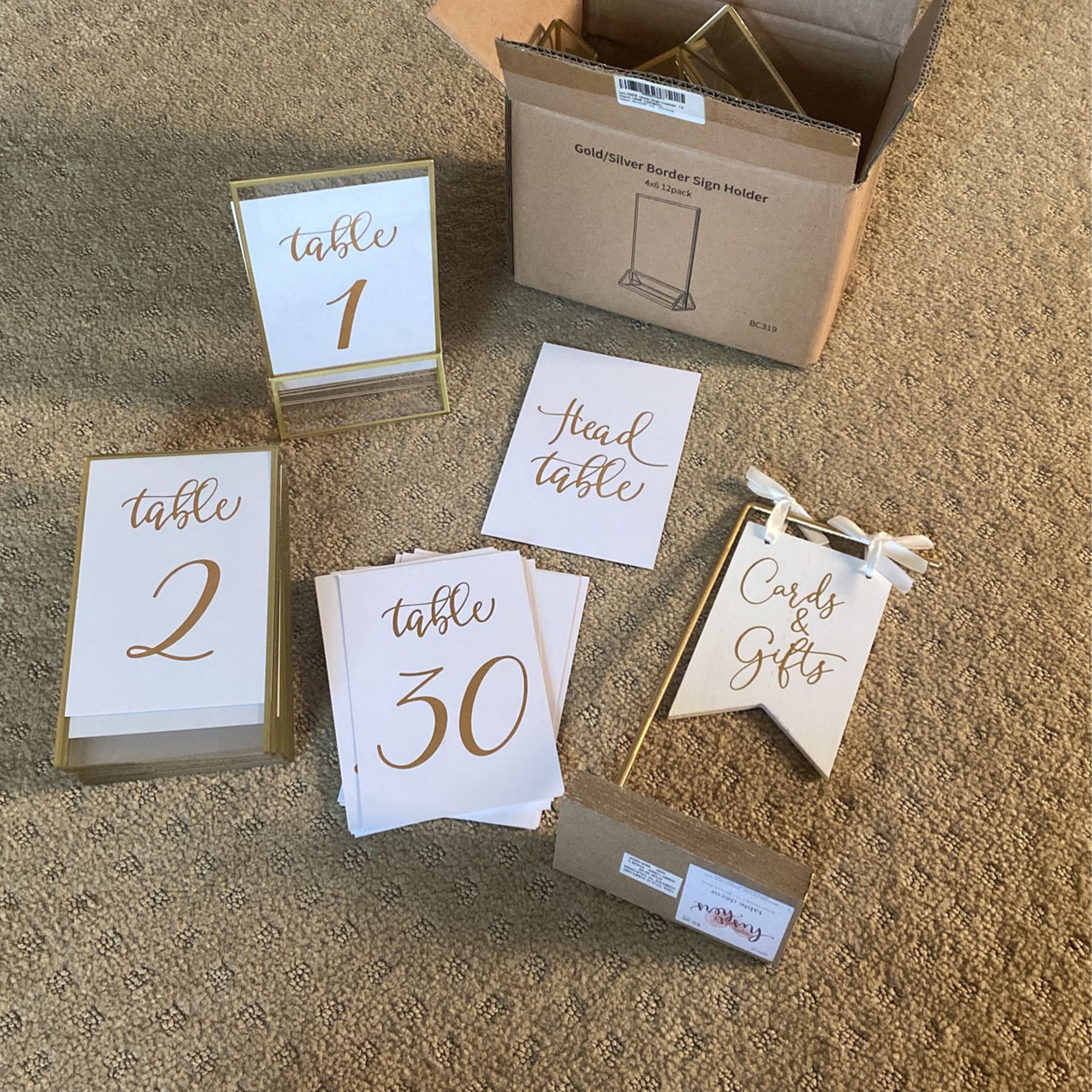 Wedding Table Cards And Stands Table numbers 