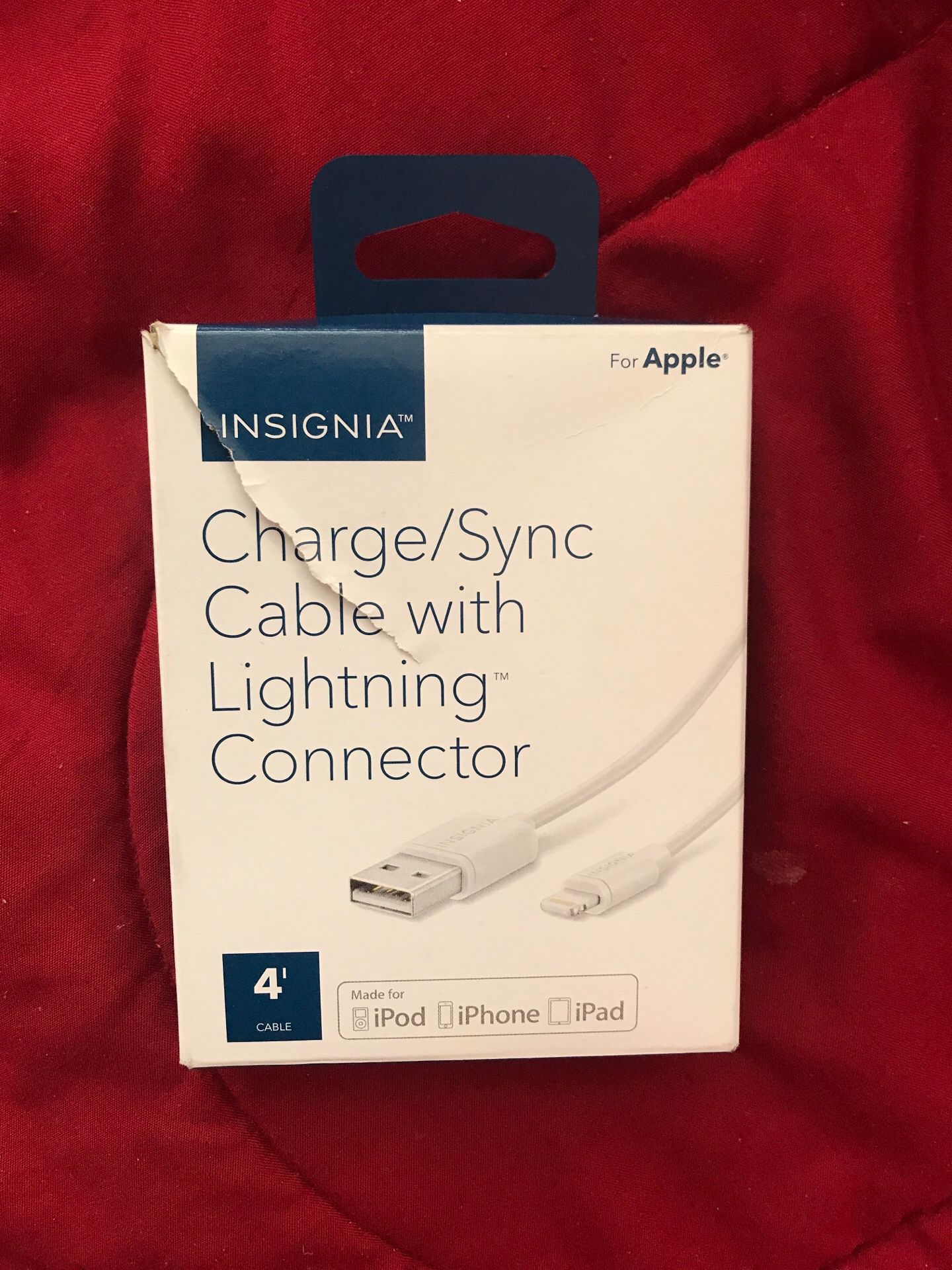 Insignia Charge/Synch Cable with Lightning Connector.