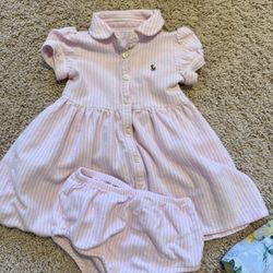 Ralph Lauren Toddle Girl Dress 12M (Set) Pink