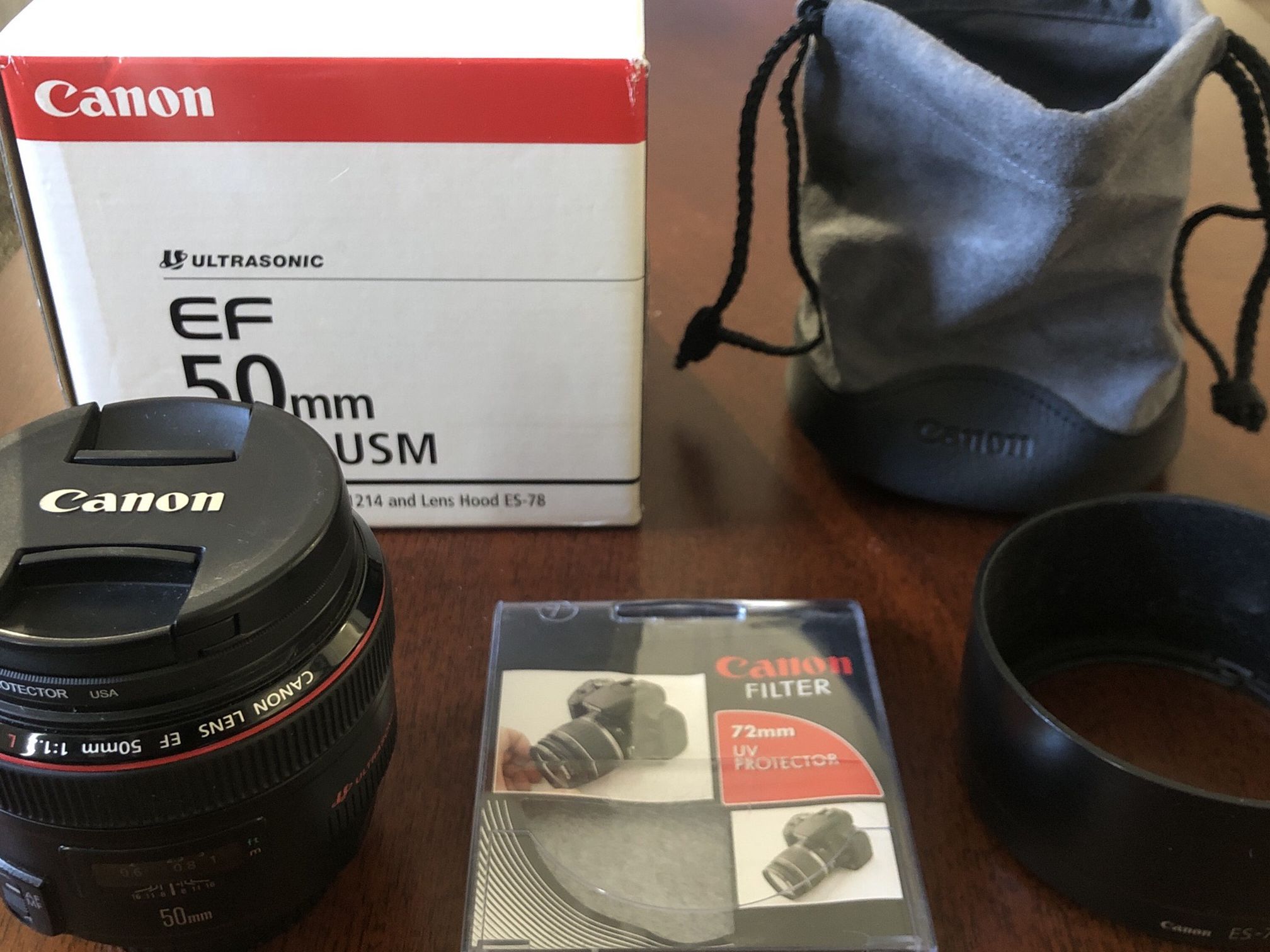 Canon EF 50mm f/1.2L USM Lens with UV Lens Protector