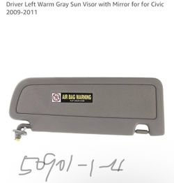 NHILES Atlas Gray Left Side Sun Visor Compatible with Honda Civic 2006 2007 2008 2009 2010 2011 Replaces# 83230-SNA-A01ZA 83230-SNA-A01ZB