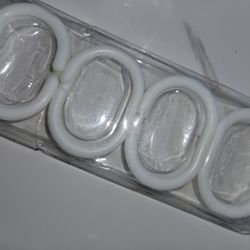 12 Pack White Plastic Shower Curtain Rings Hooks for Bathroom Rod