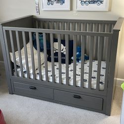 Restoration hardware Crib And Dresser. Includes Mattress. 