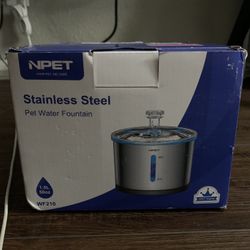 NPET stainless Steel 2.4 Ultra Quiet with LED light Pet Water Fountain  - Silver 