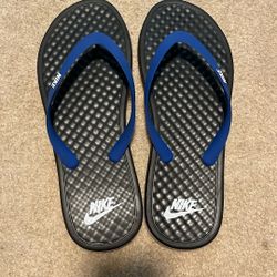 Black, Blue, White Nike Flip Flops