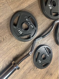 Beautiful BRAND NEW Curl Bar With Pair Of 25s And 10s   All BRAND NEW in cardboard tube/box.  Need Better Price$$$  I recommend that you look for used