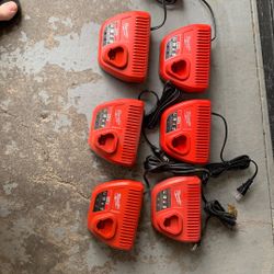 Milwaukee M12 Chargers 6 Pieces 