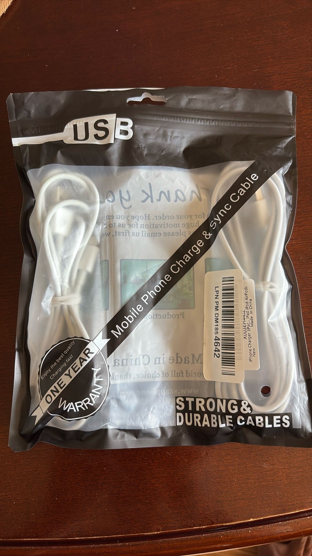 USB A to Lightning Charger 6 Ft Cables