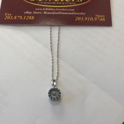 14 Kt White gold Diamond & Sapphire  Pendant 