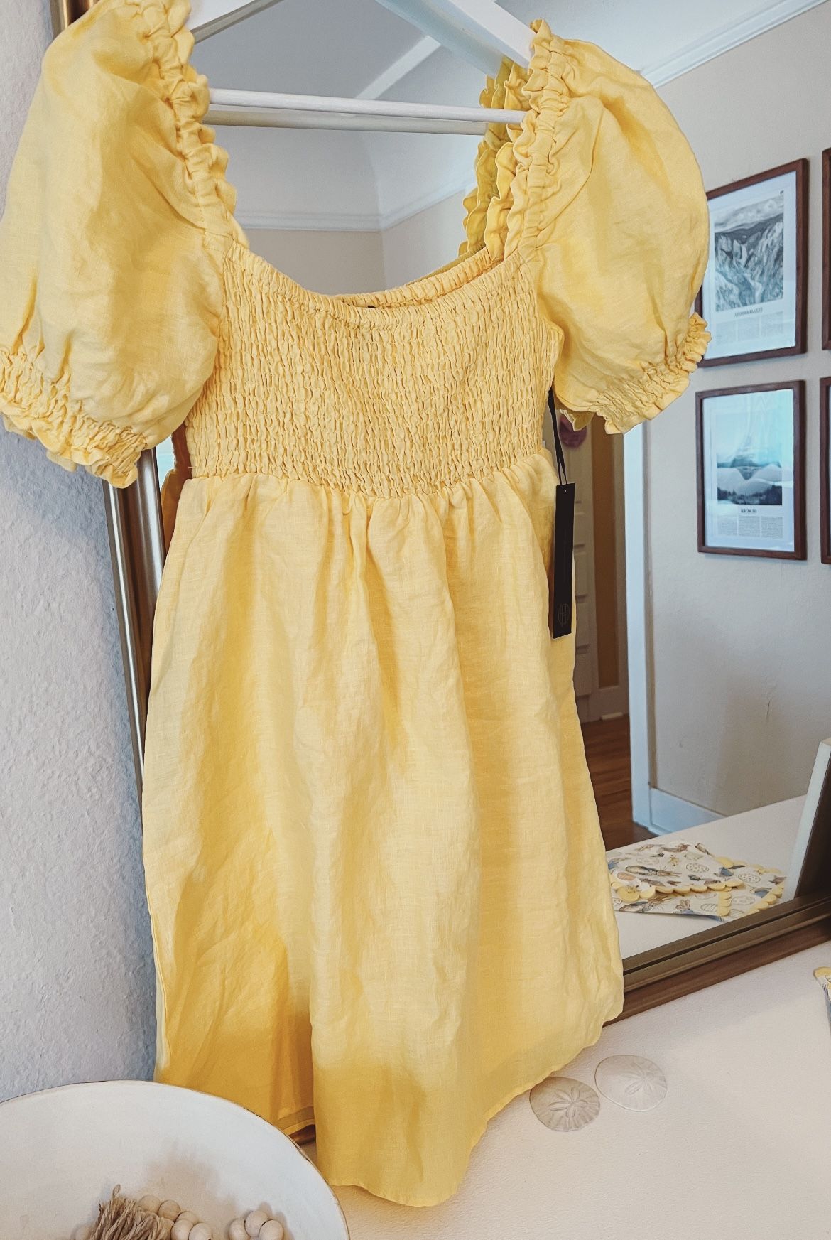 House of Harlow 1960 Yellow Linen Dress XS New With Tag!