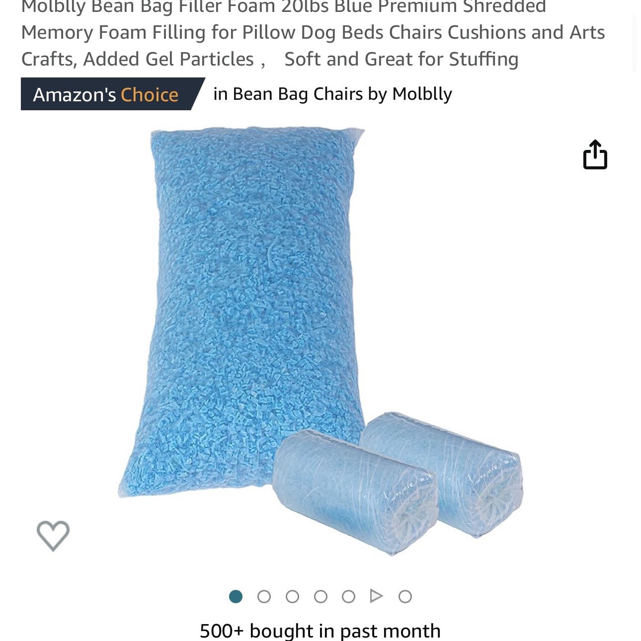 Molblly Bean Bag Filler Foam 20lbs Blue Premium Shredded Memory