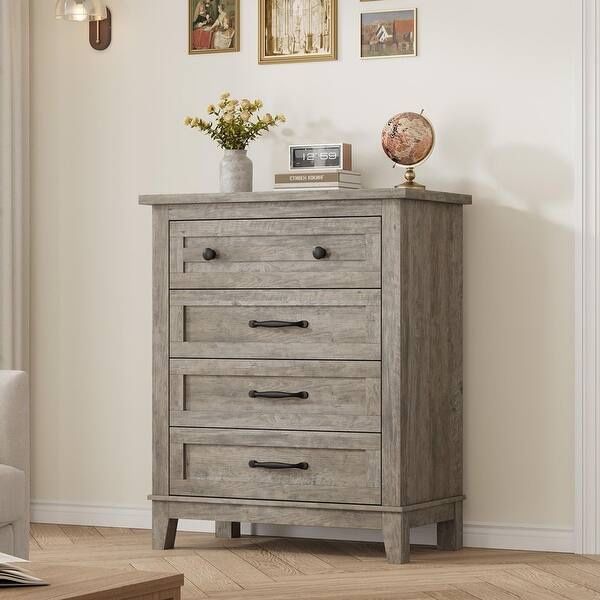 34.8" Tall Vertical Drawer Dresser with Large Storage - Grey