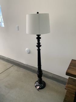 Black/Brown Lamp With White Shade