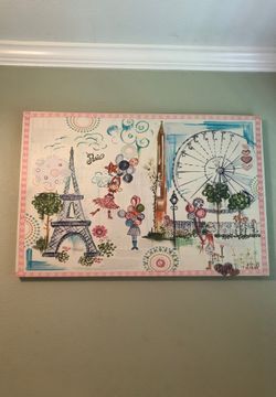 Beautiful large Paris girls room canvas
